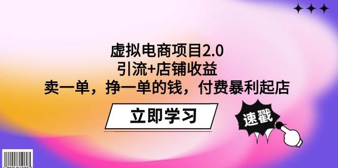 虚拟电商项目2.0：引流+店铺收益  卖一单，挣一单的钱，付费暴利起店-蓝海无涯