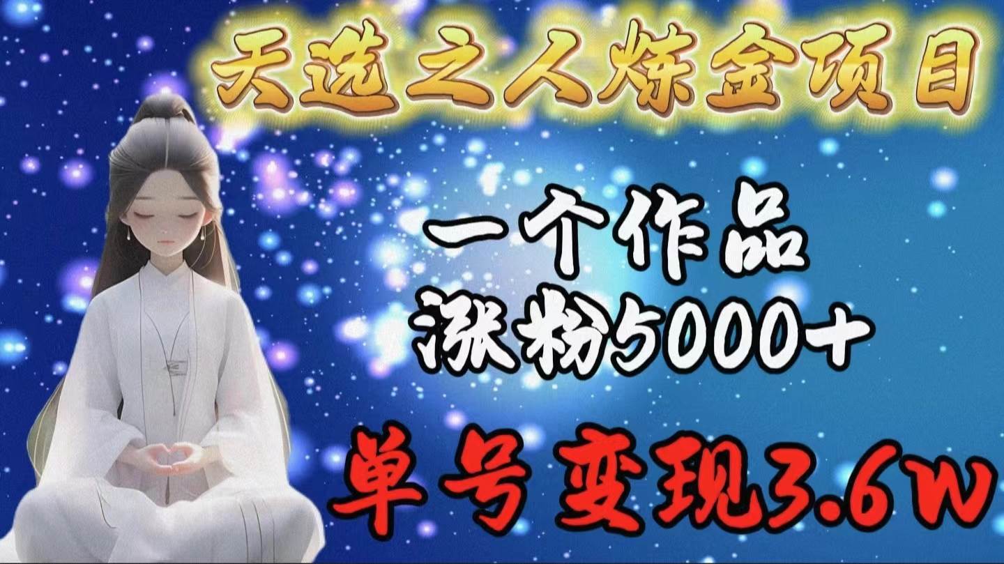 天选之人炼金项目，一个作品涨粉5000+，单号变现3.6w-蓝海无涯