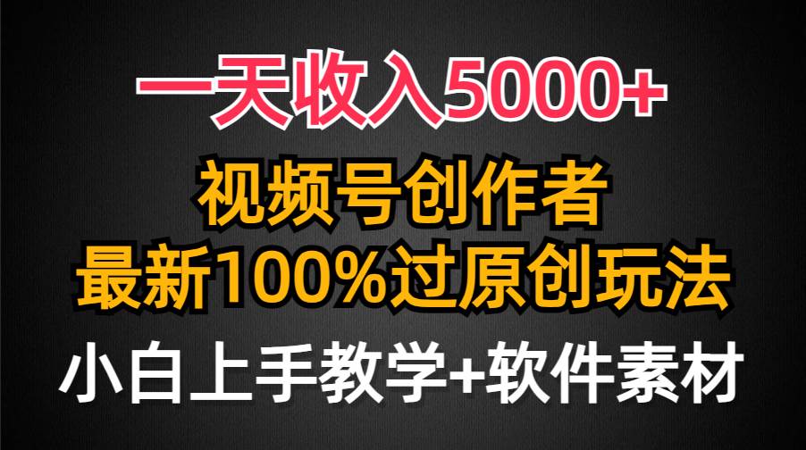 一天收入5000+，视频号创作者，最新100%原创玩法，对新人友好，小白也可.-蓝海无涯