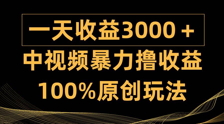 中视频暴力撸收益，日入3000＋，100%原创玩法，小白轻松上手多种变现方式-蓝海无涯