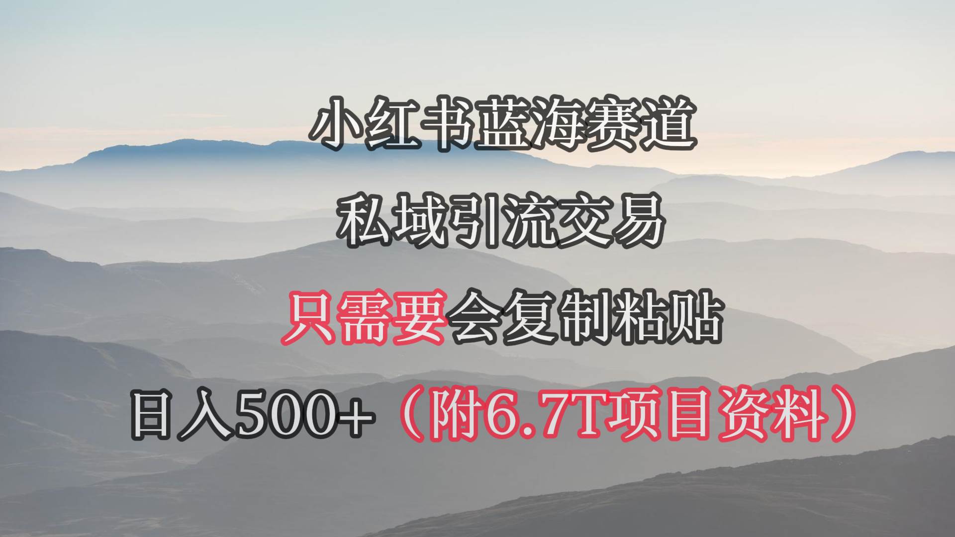 小红书短剧赛道，私域引流交易，会复制粘贴，日入500+（附6.7T短剧资源）-蓝海无涯