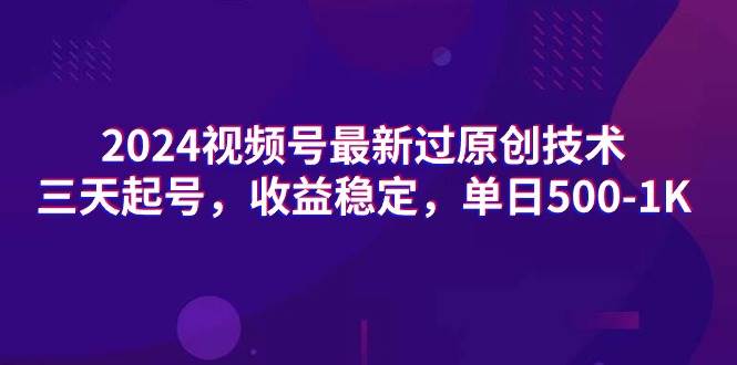 2024视频号最新过原创技术，三天起号，收益稳定，单日500-1K-蓝海无涯