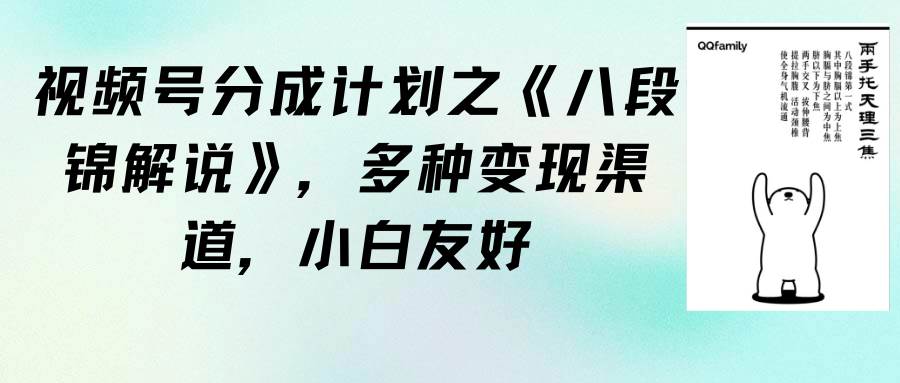 视频号分成计划之《八段锦解说》，多种变现渠道，小白友好（教程+素材）-蓝海无涯