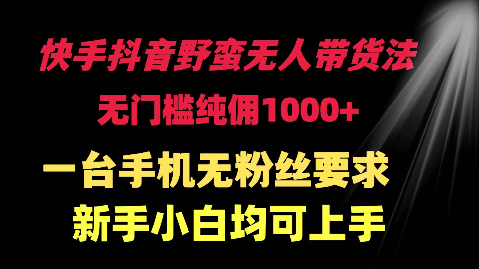 快手抖音野蛮无人带货法 无门槛纯佣1000+ 一台手机无粉丝要求新手小白…-蓝海无涯