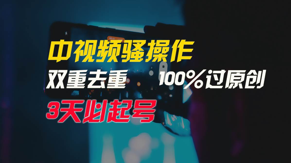 中视频骚操作，双重去重100%过原创，3天比必起号，简单无脑，月入3W+-蓝海无涯