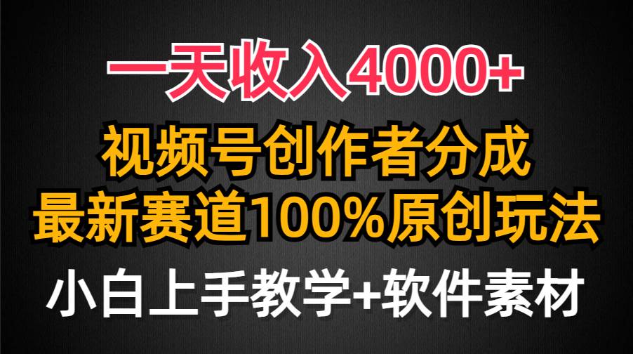 一天收入4000+，视频号创作者分成，最新赛道100%原创玩法，小白也可以轻…-蓝海无涯