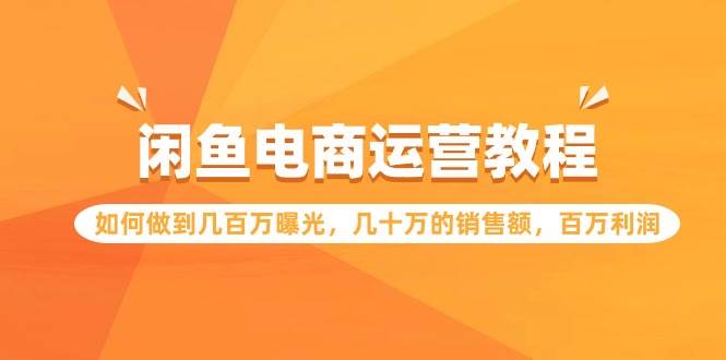 闲鱼电商运营教程：如何做到几百万曝光，几十万的销售额，百万利润-蓝海无涯