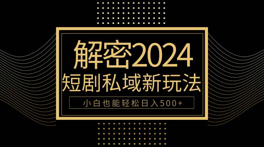 10分钟教会你2024玩转短剧私域变现，小白也能轻松日入500+-蓝海无涯