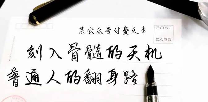 某公众号付费文章：刻入骨髓的天机，揭露“普通人的翻身路” 这件通天大事-蓝海无涯