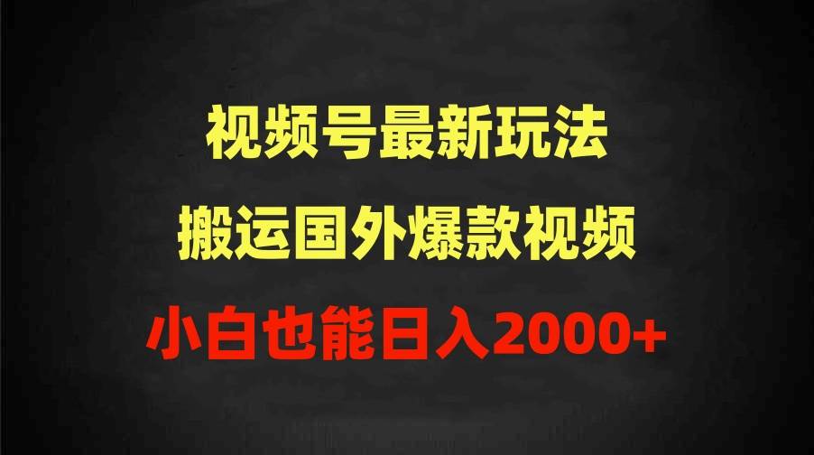 2024视频号最新玩法，搬运国外爆款视频，100%过原创，小白也能日入2000+-蓝海无涯