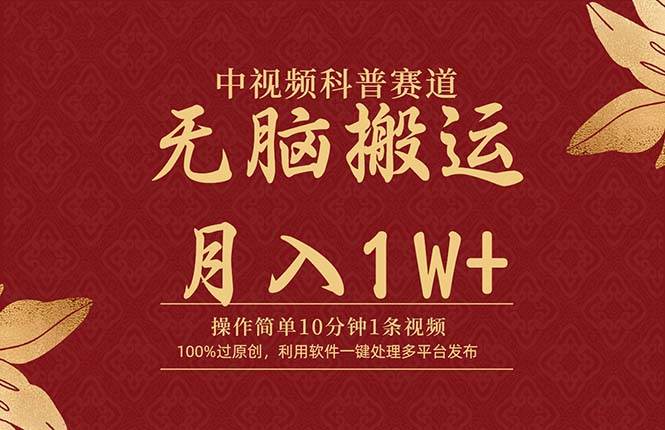 中视频科普赛道，10分钟1条视频，条条爆款，100%过原创，无脑搬运月入1W+-蓝海无涯