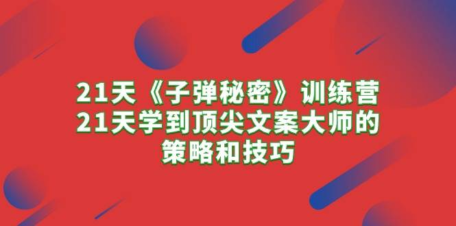 21天《子弹秘密》训练营，21天学到顶尖文案大师的策略和技巧-蓝海无涯