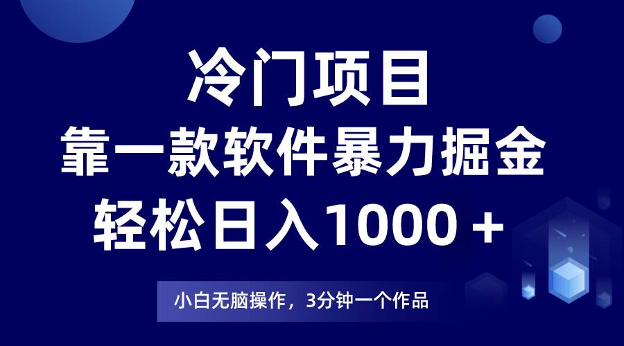 冷门项目，靠一款软件暴力掘金日入1000＋，小白轻松上手第二天见收益-蓝海无涯