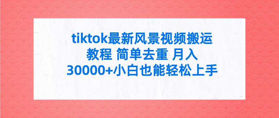 tiktok最新风景视频搬运教程 简单去重 月入30000+附全套工具-蓝海无涯