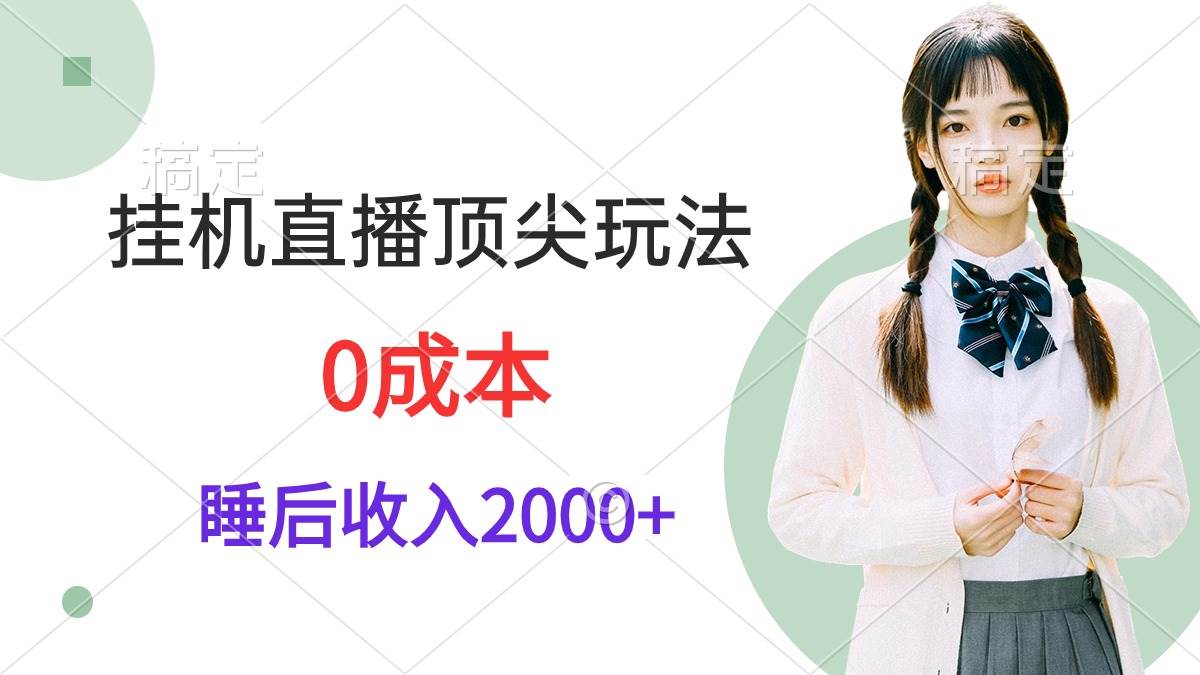 挂机直播顶尖玩法，睡后日收入2000+、0成本，视频教学-蓝海无涯