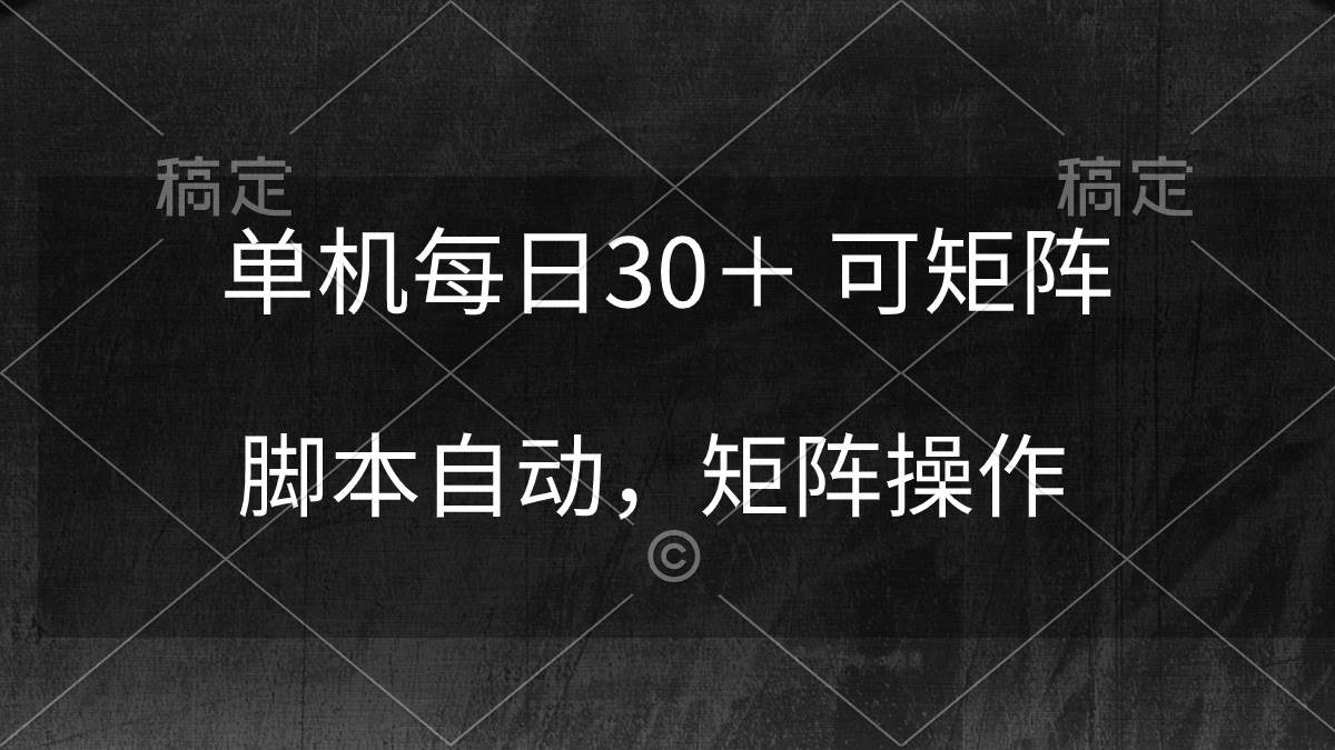 单机每日30＋ 可矩阵，脚本自动 稳定躺赚-蓝海无涯