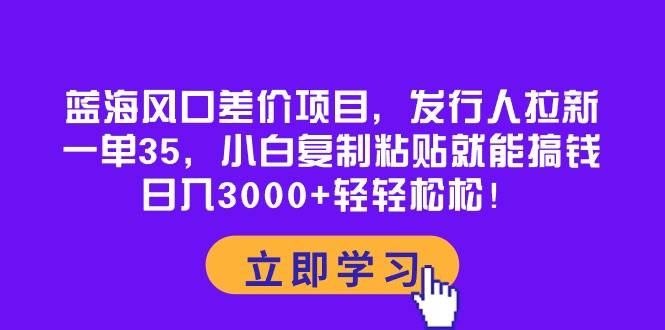 蓝海风口差价项目，发行人拉新，一单35，小白复制粘贴就能搞钱！日入3000+轻轻松松-蓝海无涯