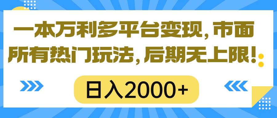 一本万利多平台变现，市面所有热门玩法，日入2000+，后期无上限！-蓝海无涯