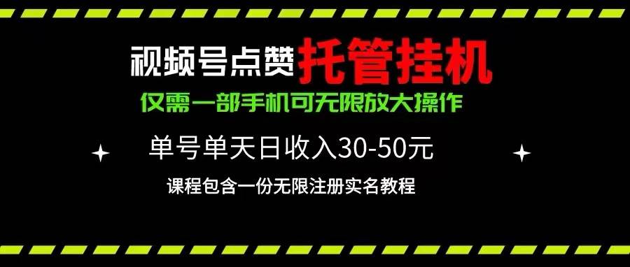 视频号点赞托管挂机，单号单天利润30~50，一部手机无限放大（附带无限…-蓝海无涯