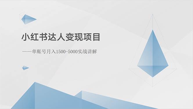 小红书达人变现项目：单账号月入1500-3000实战讲解-蓝海无涯