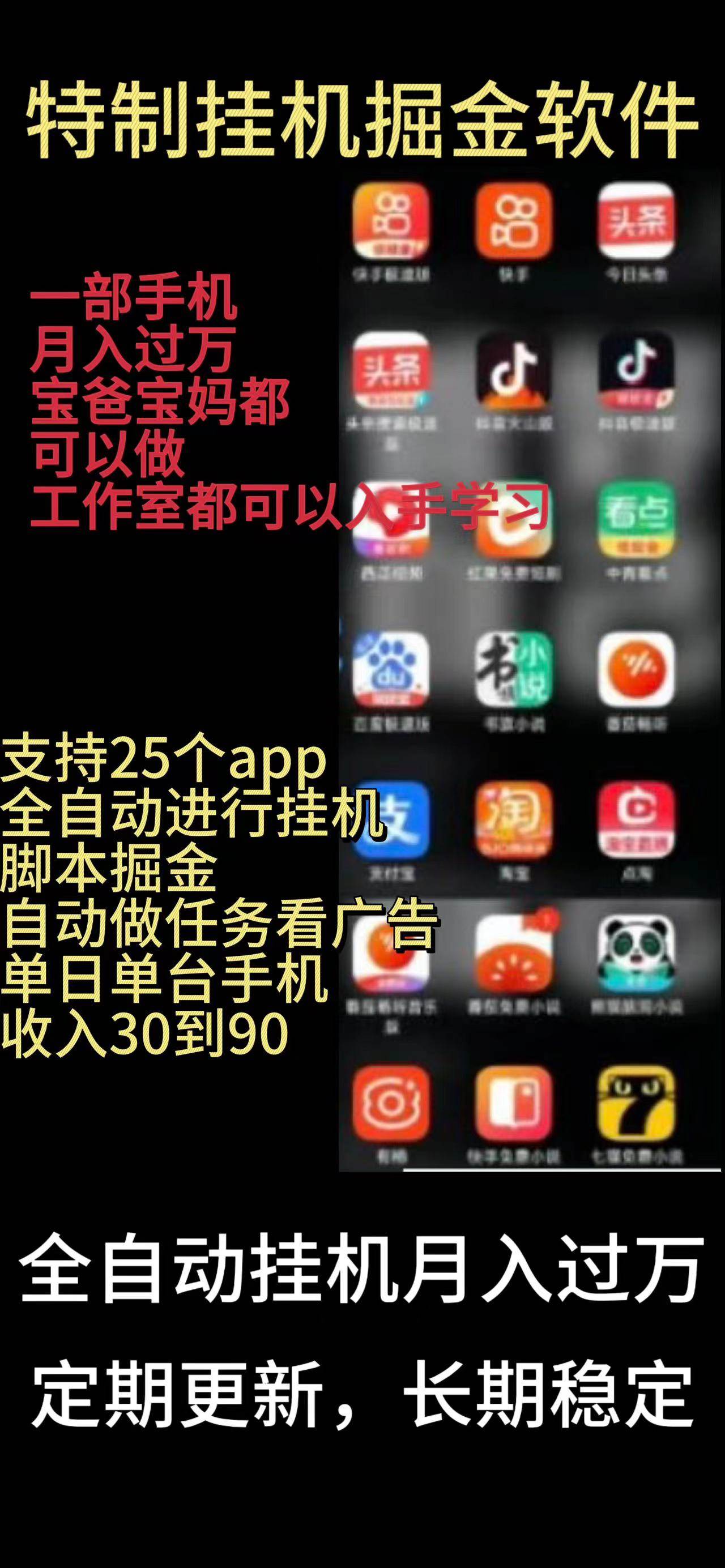 靠挂机月入过万，纯挂机适合宝爸宝妈学生党操作，24小时无脑挂机单机一…-蓝海无涯