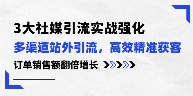 3大社媒引流实操强化，多渠道站外引流/高效精准获客/订单销售额翻倍增长-蓝海无涯