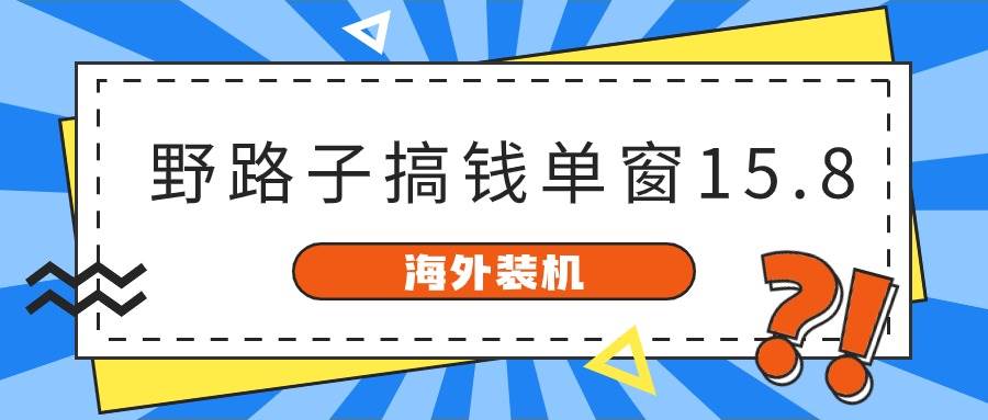 海外装机，野路子搞钱，单窗口15.8，已变现10000+-蓝海无涯