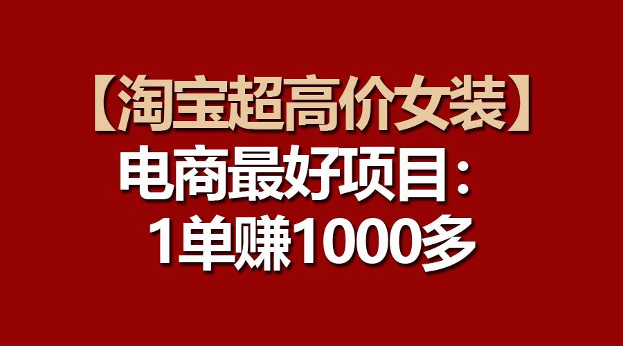 【淘宝超高价女装】电商最好项目：一单赚1000多-蓝海无涯