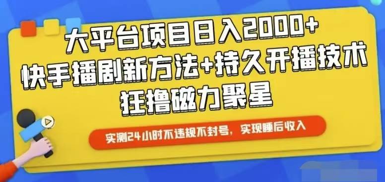 快手24小时无人直播，真正实现睡后收益-蓝海无涯