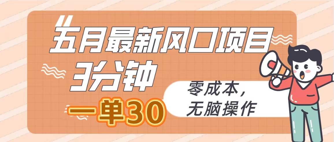 五月最新风口项目，3分钟一单30，零成本，无脑操作-蓝海无涯