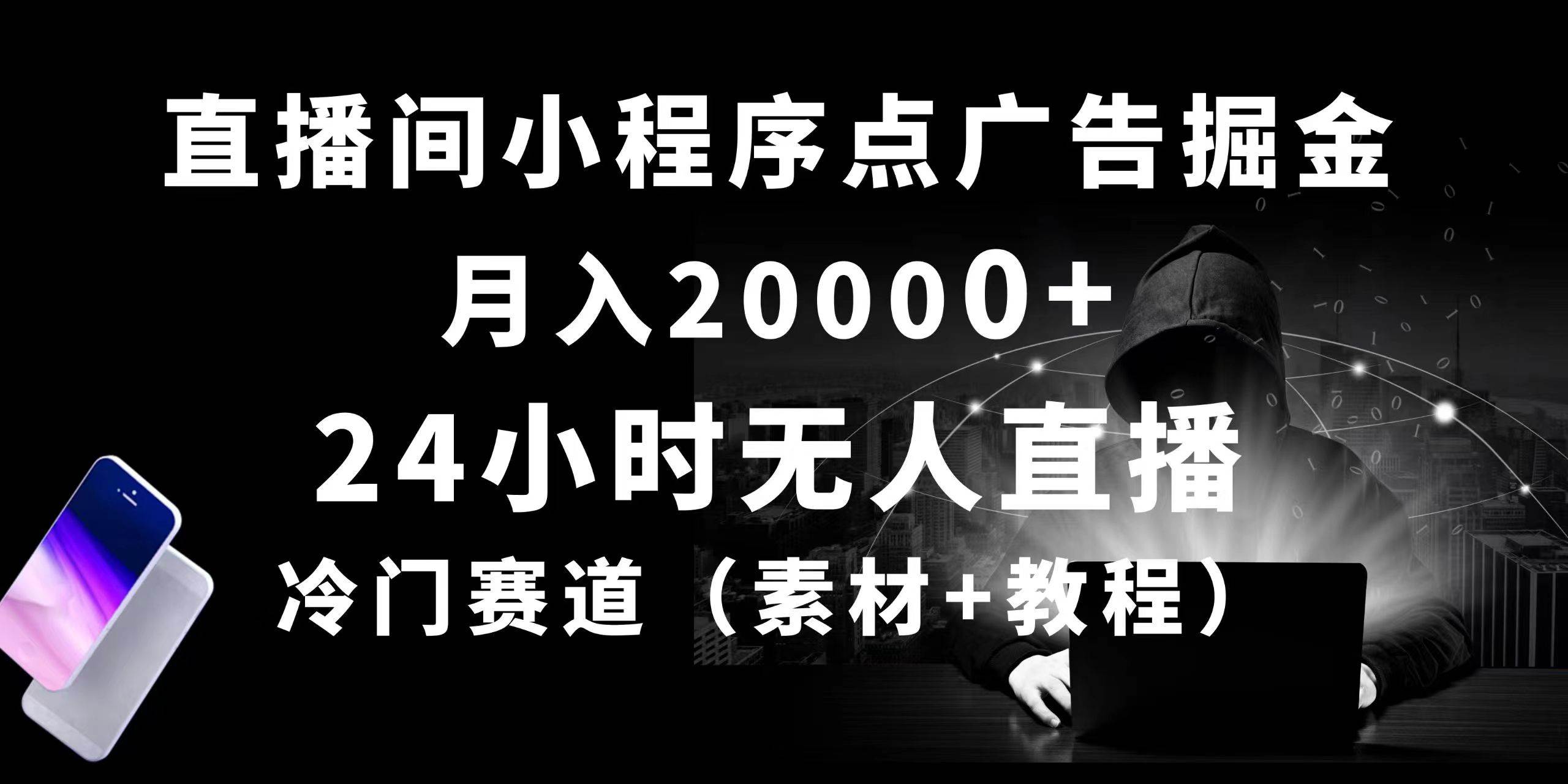 24小时无人直播小程序点广告掘金， 月入20000+，冷门赛道，起好猛，独…-蓝海无涯