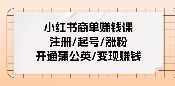 小红书商单赚钱课：注册/起号/涨粉/开通蒲公英/变现赚钱（25节课）-蓝海无涯