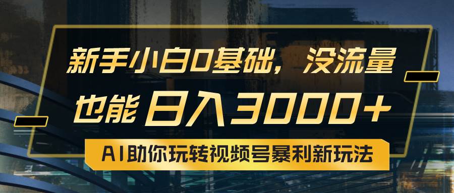 小白0基础，没流量也能日入3000+：AI助你玩转视频号暴利新玩法-蓝海无涯