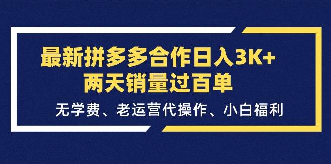 最新拼多多合作日入3K+两天销量过百单，无学费、老运营代操作、小白福利-蓝海无涯