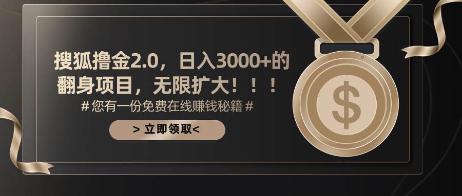 搜狐撸金2.0日入3000+，可无限扩大的翻身项目-蓝海无涯