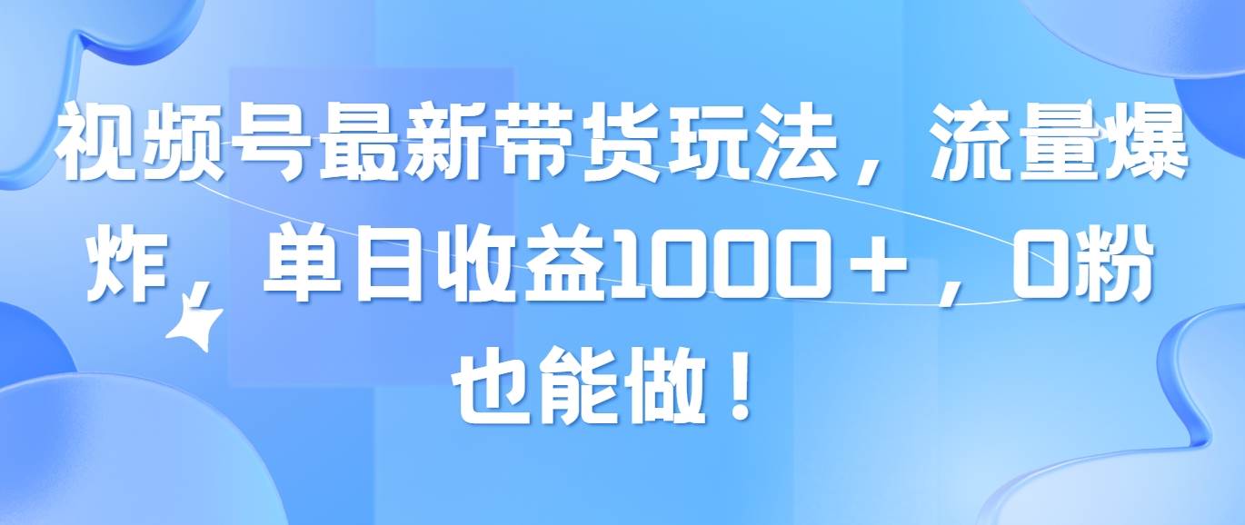 视频号最新带货玩法，流量爆炸，单日收益1000＋，0粉也能做！-蓝海无涯