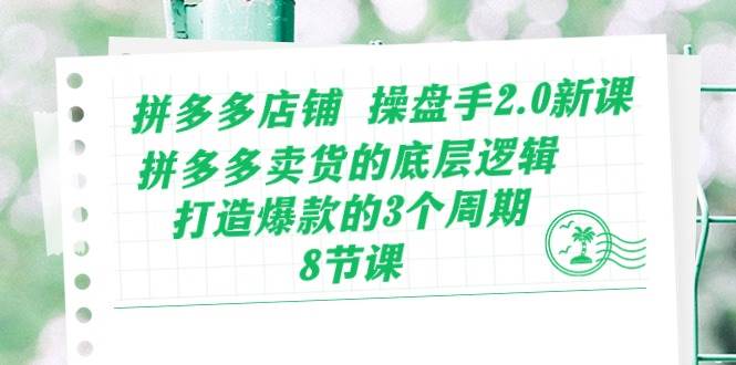 拼多多店铺 操盘手2.0新课，拼多多卖货的底层逻辑，打造爆款的3个周期-8节-蓝海无涯