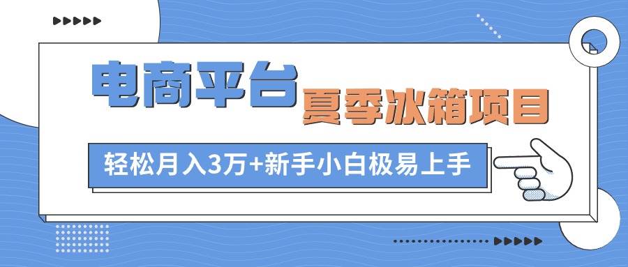 电商平台夏季冰箱项目，轻松月入3万+，新手小白极易上手-蓝海无涯