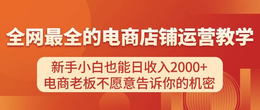 电商店铺运营教学，新手小白也能日收入2000+，电商老板不愿意告诉你的机密-蓝海无涯