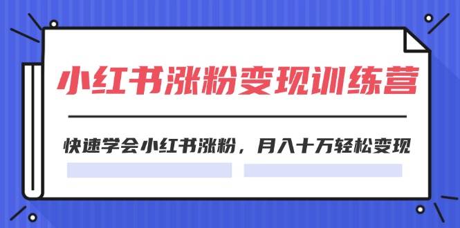 2024小红书涨粉变现训练营，快速学会小红书涨粉，月入十万轻松变现(40节)-蓝海无涯