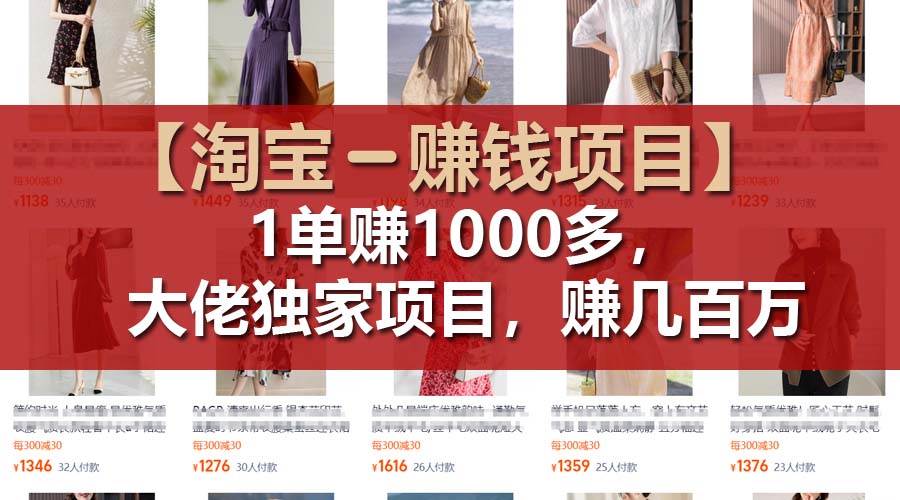 【淘宝赚钱项目】1单可赚1000多，大佬独家项目，年赚几百万-蓝海无涯