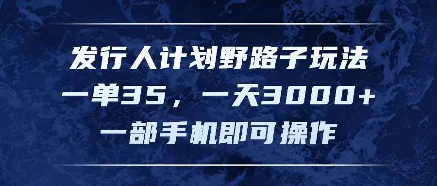 发行人计划野路子玩法，一单35，一天3000+，一部手机即可操作-蓝海无涯