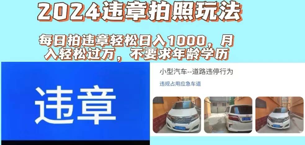 2024违章拍照新玩法，推广躺赚+拍照赚钱双模式，日入1000+-蓝海无涯