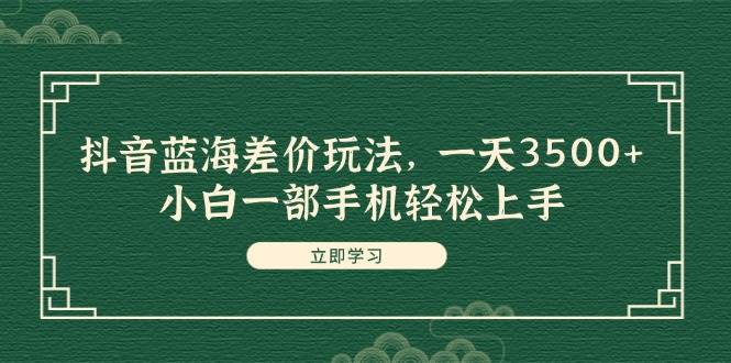 抖音蓝海差价玩法，一天3500+，小白一部手机轻松上手-蓝海无涯