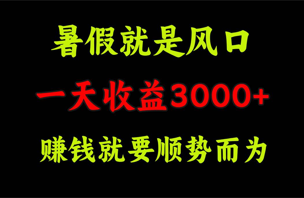 一天收益3000+ 赚钱就是顺势而为，暑假就是风口-蓝海无涯