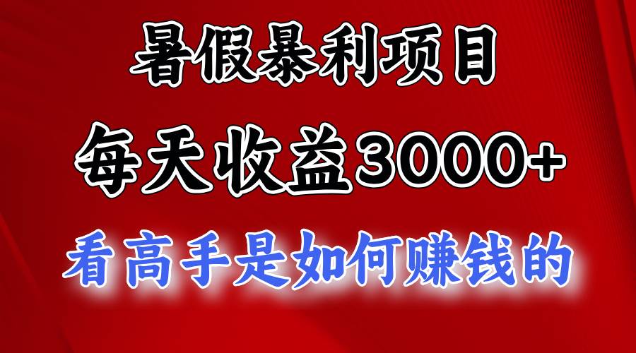 暑假暴利项目，每天收益3000+ 努努力能达到5000+，暑假大流量来了-蓝海无涯