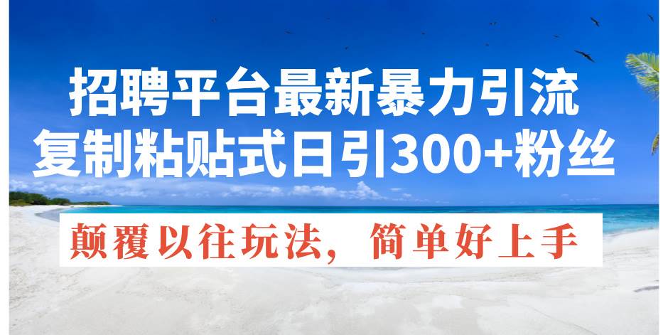 招聘平台最新暴力引流，复制粘贴式日引300+粉丝，颠覆以往垃圾玩法，简…-蓝海无涯