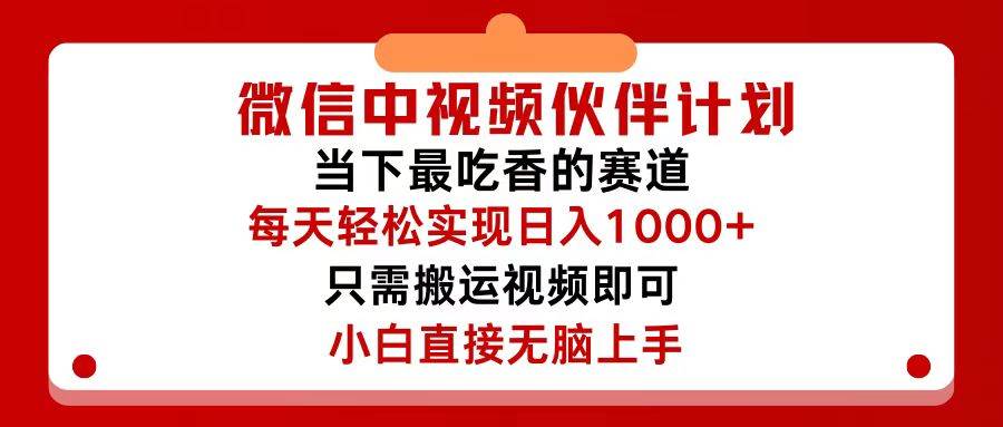 微信中视频伙伴计划，仅靠搬运就能轻松实现日入500+，关键操作还简单，…-蓝海无涯