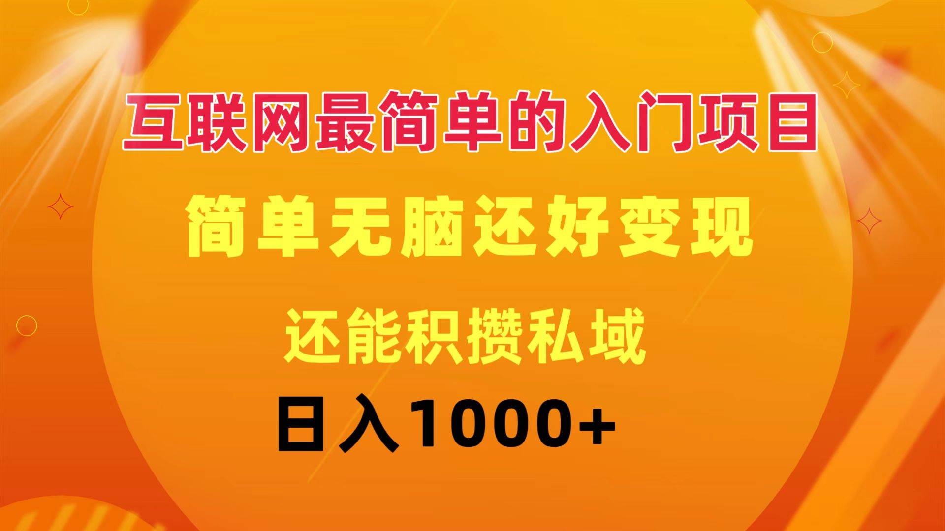 互联网最简单的入门项目：简单无脑变现还能积攒私域一天轻松1000+-蓝海无涯