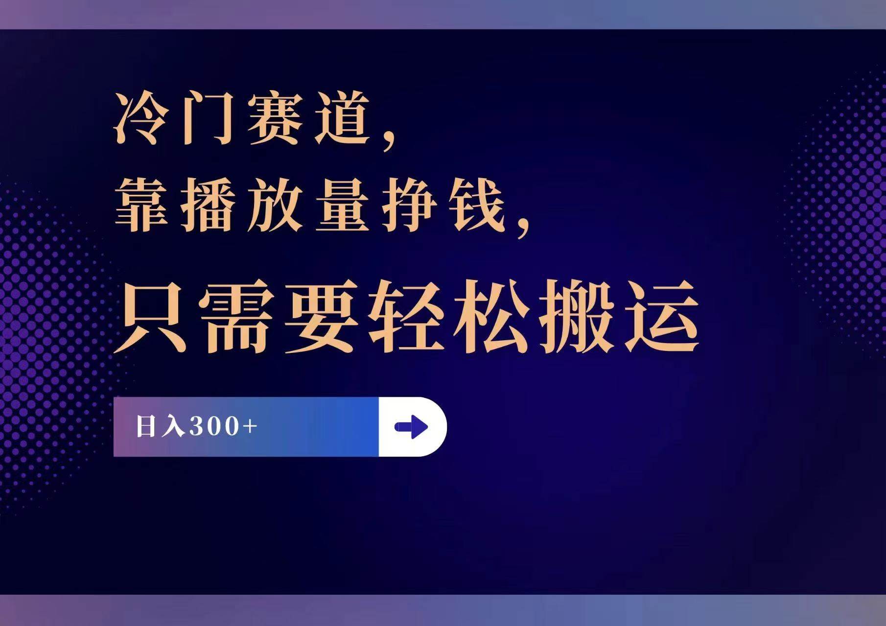 冷门赛道，靠播放量挣钱，只需要轻松搬运，日赚300+-蓝海无涯